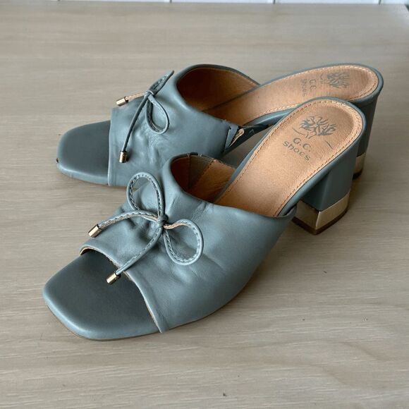 Good Choice New York Powder Blue Adison Block Heel Mules Size 7 - Picture 12 of 12